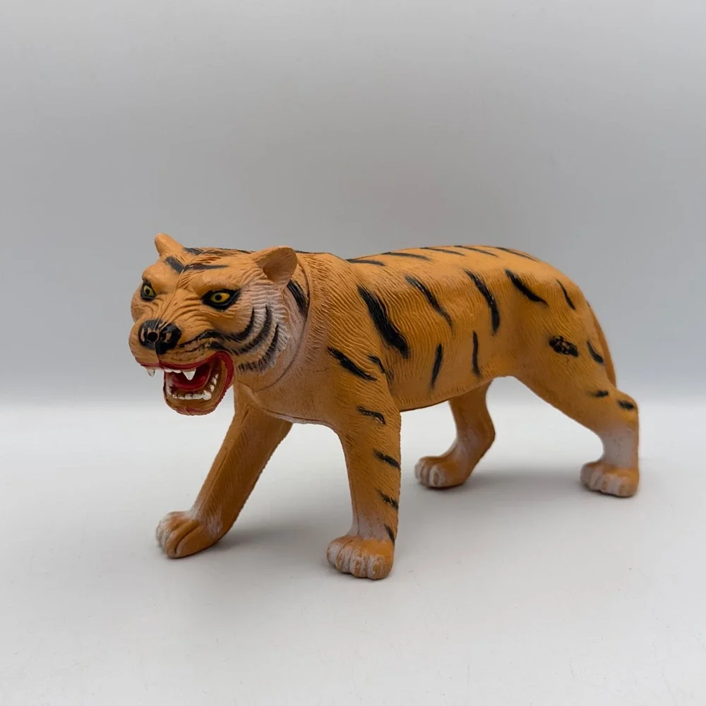 Vintage 1986 Imperial Toy Corp Tiger Figure Snarling Plastic Safari Animal 10" - Picture 2 of 10